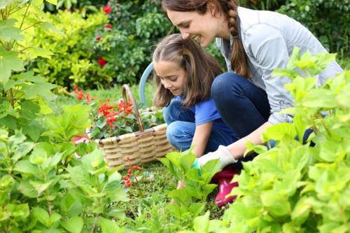 Gardeners in Custom House following safe working practices
